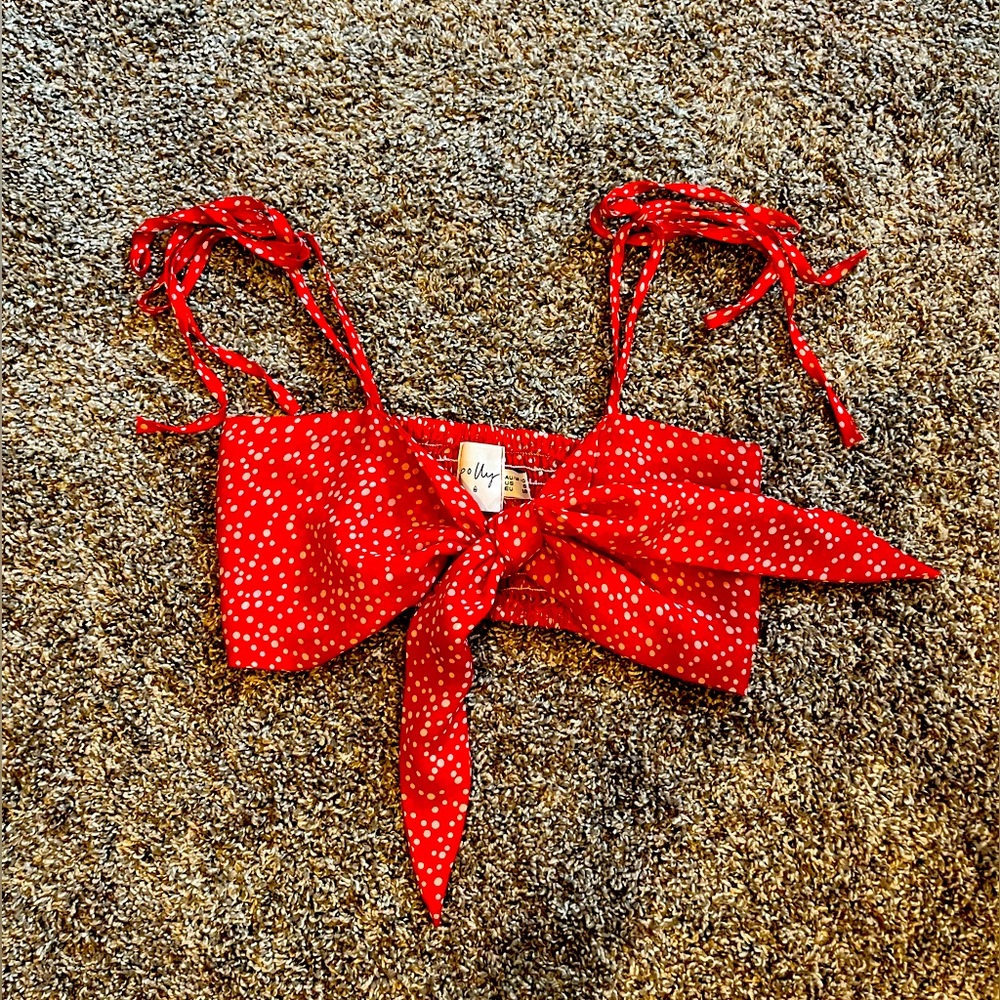 Red & White Tie Top
